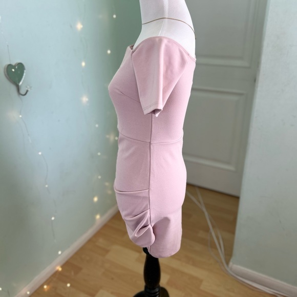 Windsor Mauve Pink Lavender Bodycon Off the Shoulder Mini Dress - Picture 3 of 3